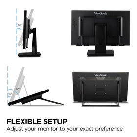 ViewSonic TD2465 adjustable stand showing stability and a scratch-resistant surface.
