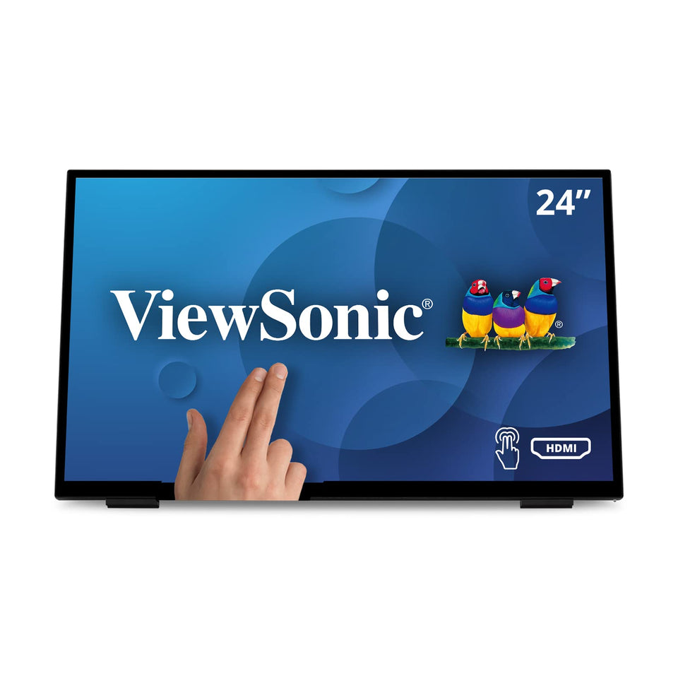 ViewSonic TD2465 front view: 24-inch touch display ideal for hands-on classrooms and retail demos.