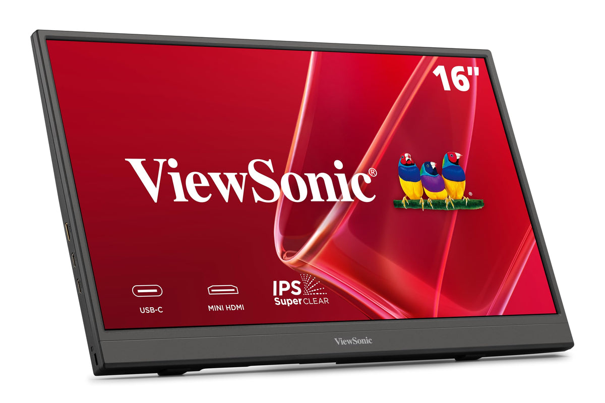 ViewSonic VA1653 compact portable monitor image showing its slim profile for travel-ready productivity