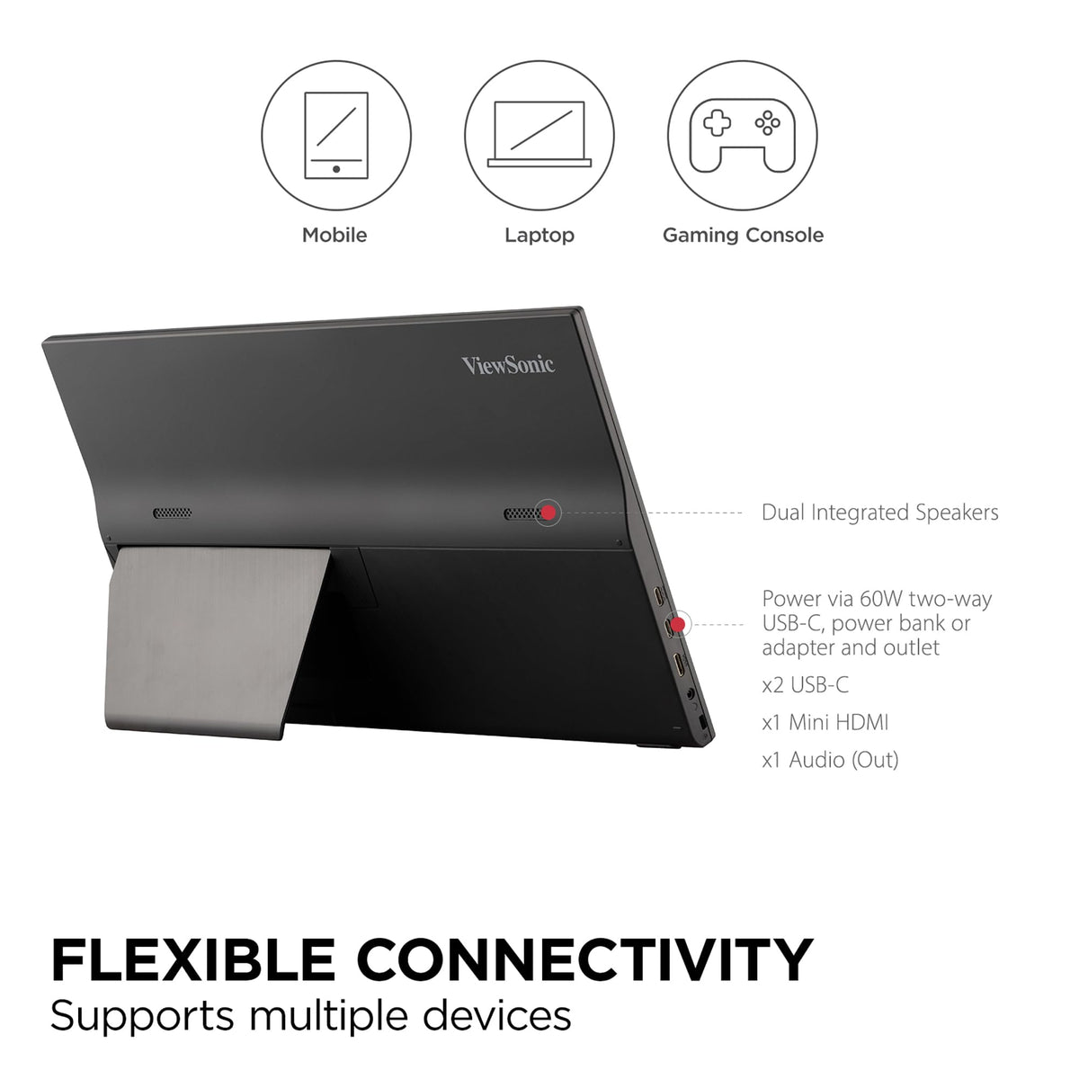 ViewSonic VA1655 protective sleeve and built-in stand for instant orientation