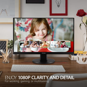ViewSonic VA2247-MH side profile showing compact desk footprint for small spaces.