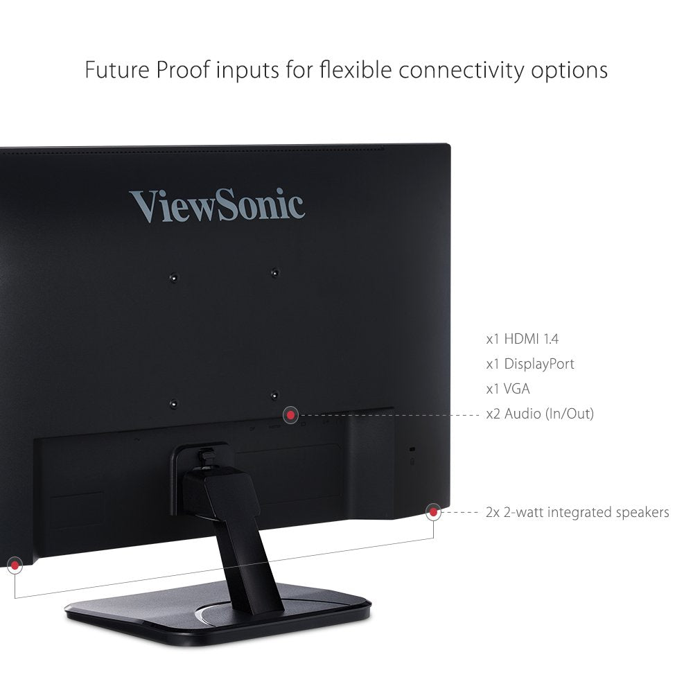 ViewSonic VA2256-MHD stand close-up with sturdy support and tilt adjustment