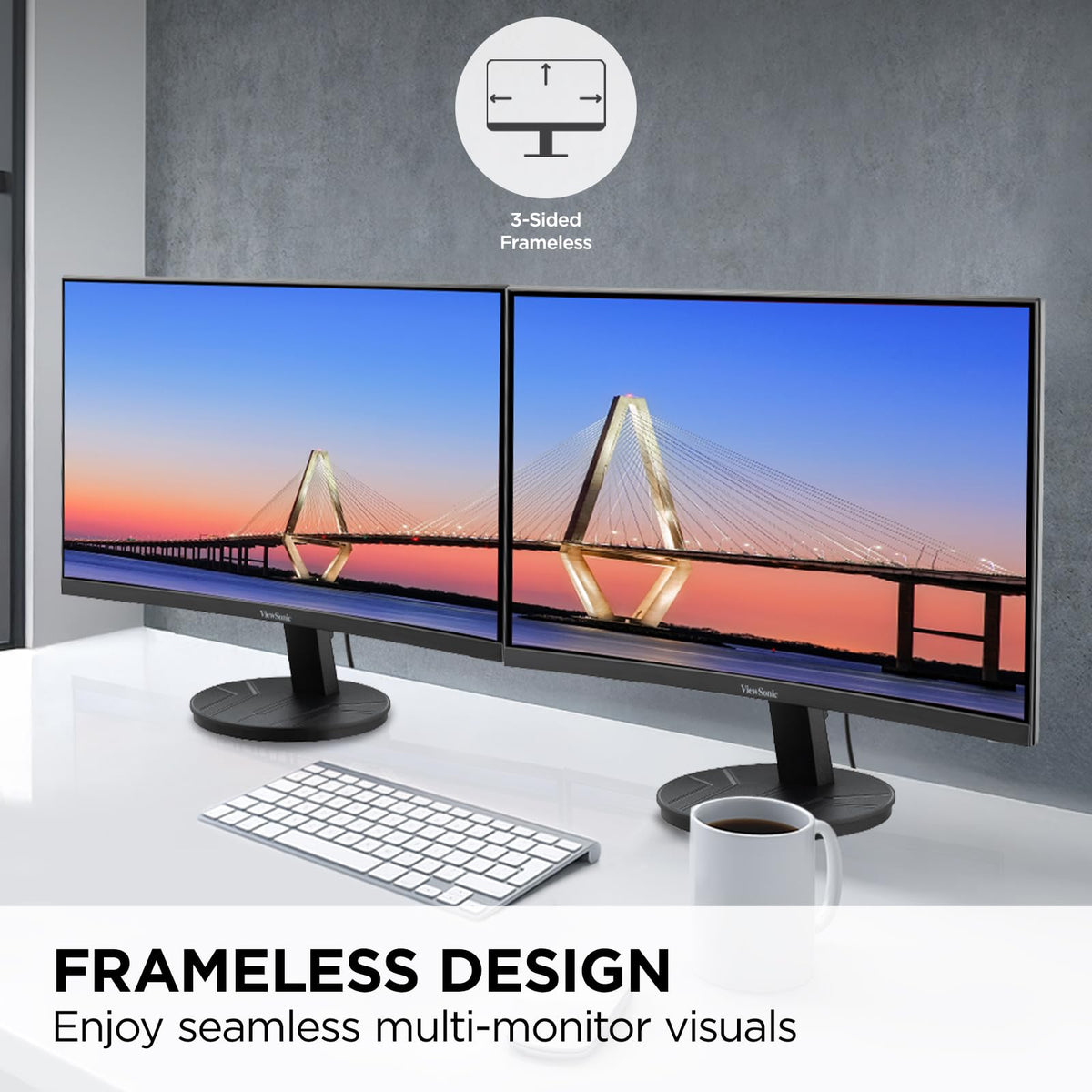 ViewSonic VA2416C 100Hz refresh delivers smoother motion for gaming and scrolling.