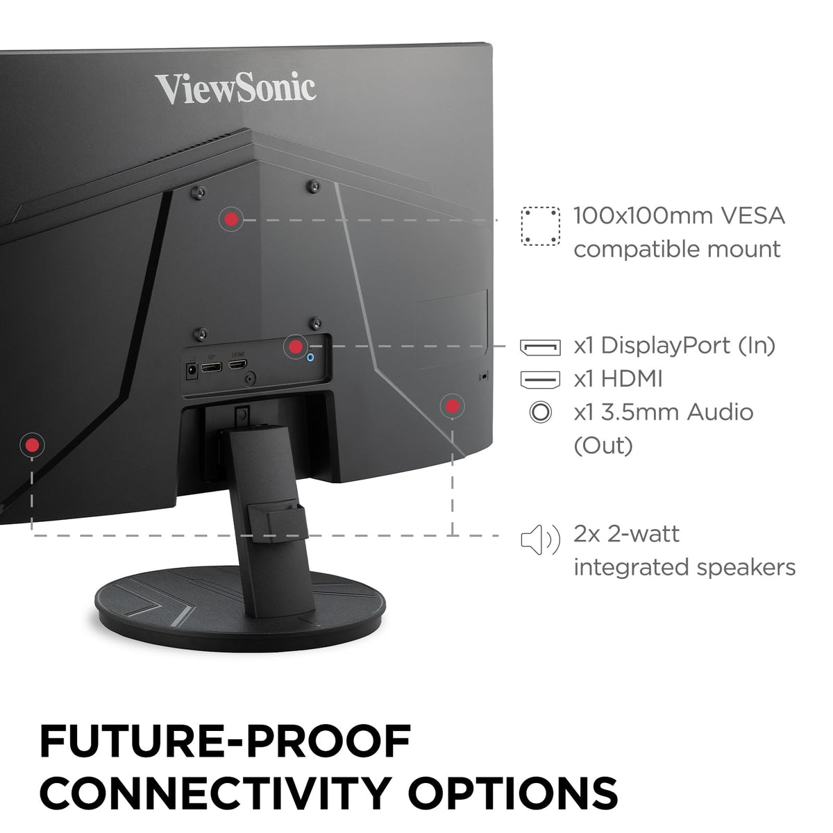 ViewSonic VA2416C Flicker-Free and Blue Light Filter reduce eye fatigue.