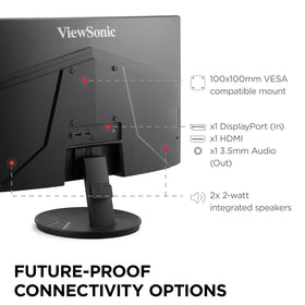 ViewSonic VA2416C Flicker-Free and Blue Light Filter reduce eye fatigue.