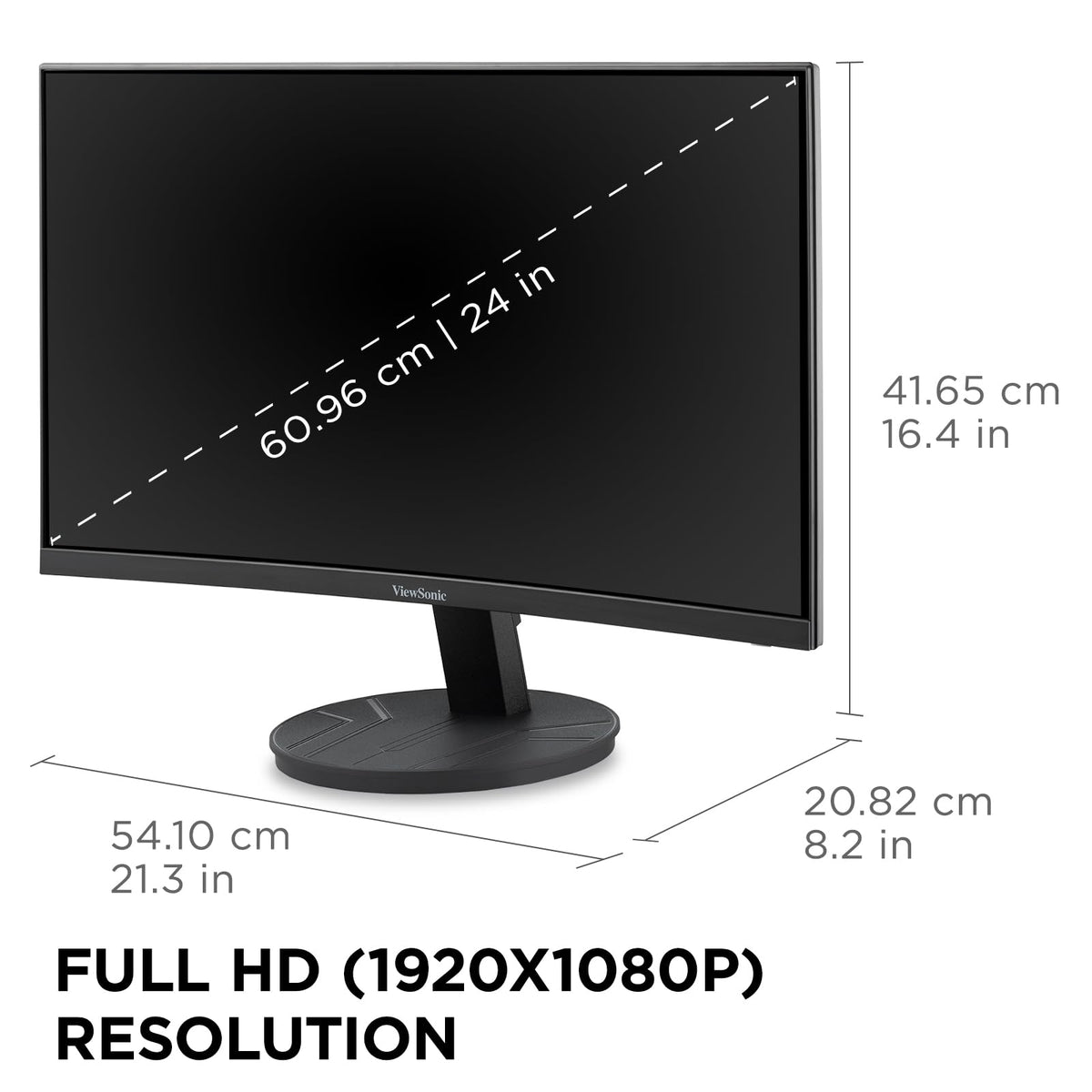 ViewSonic VA2416C HDMI and DisplayPort inputs enable versatile connectivity.