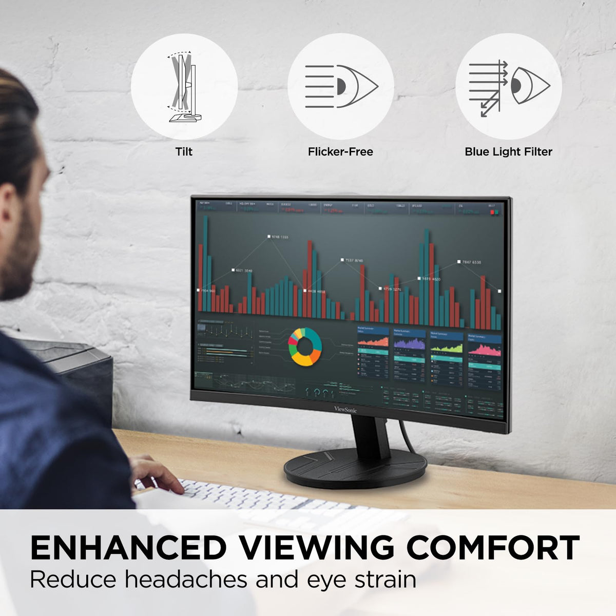 ViewSonic VA2416C ViewMode presets tailor visuals for games, movies, and text.