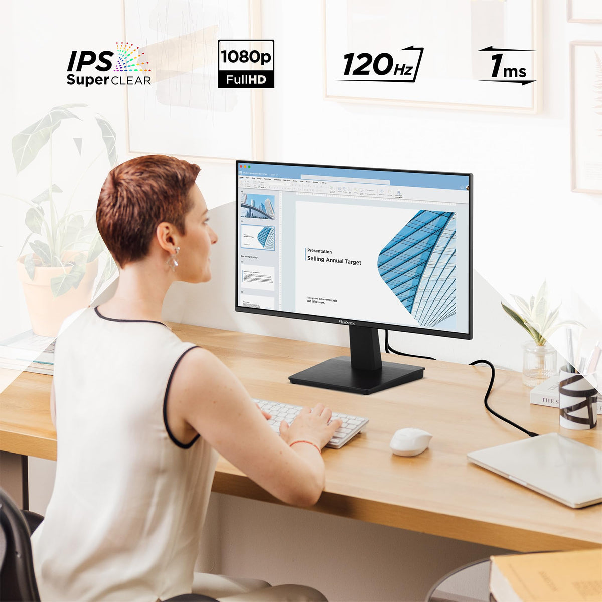 ViewSonic VA2448-MH with 120Hz refresh for smoother visuals and browsing.