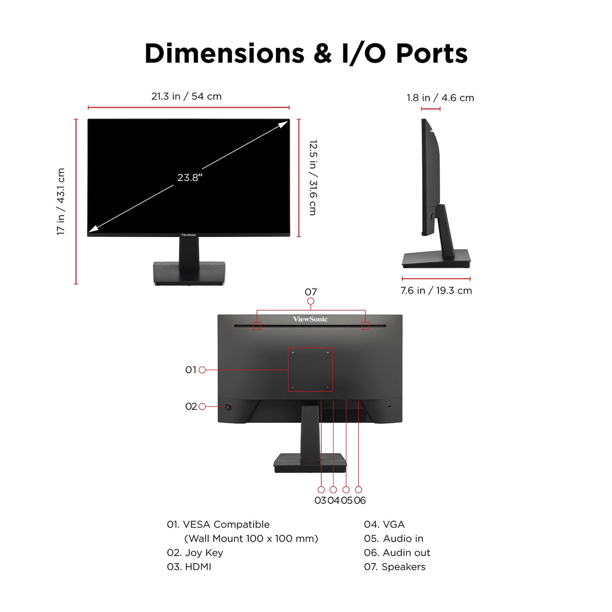 ViewSonic VA2448-MH HDMI and VGA ports enable flexible device pairing.