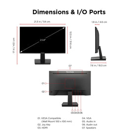 ViewSonic VA2448-MH HDMI and VGA ports enable flexible device pairing.