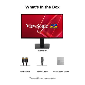 ViewSonic VA2448-MH presets optimize game, movie, web, text, and mono views.
