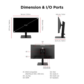 ViewSonic VA2448-MHJ edge-to-edge design for multi-monitor setups