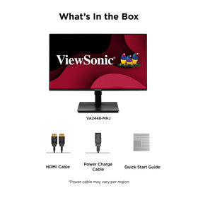 ViewSonic VA2448-MHJ three-year warranty and pixel policy provide assurance