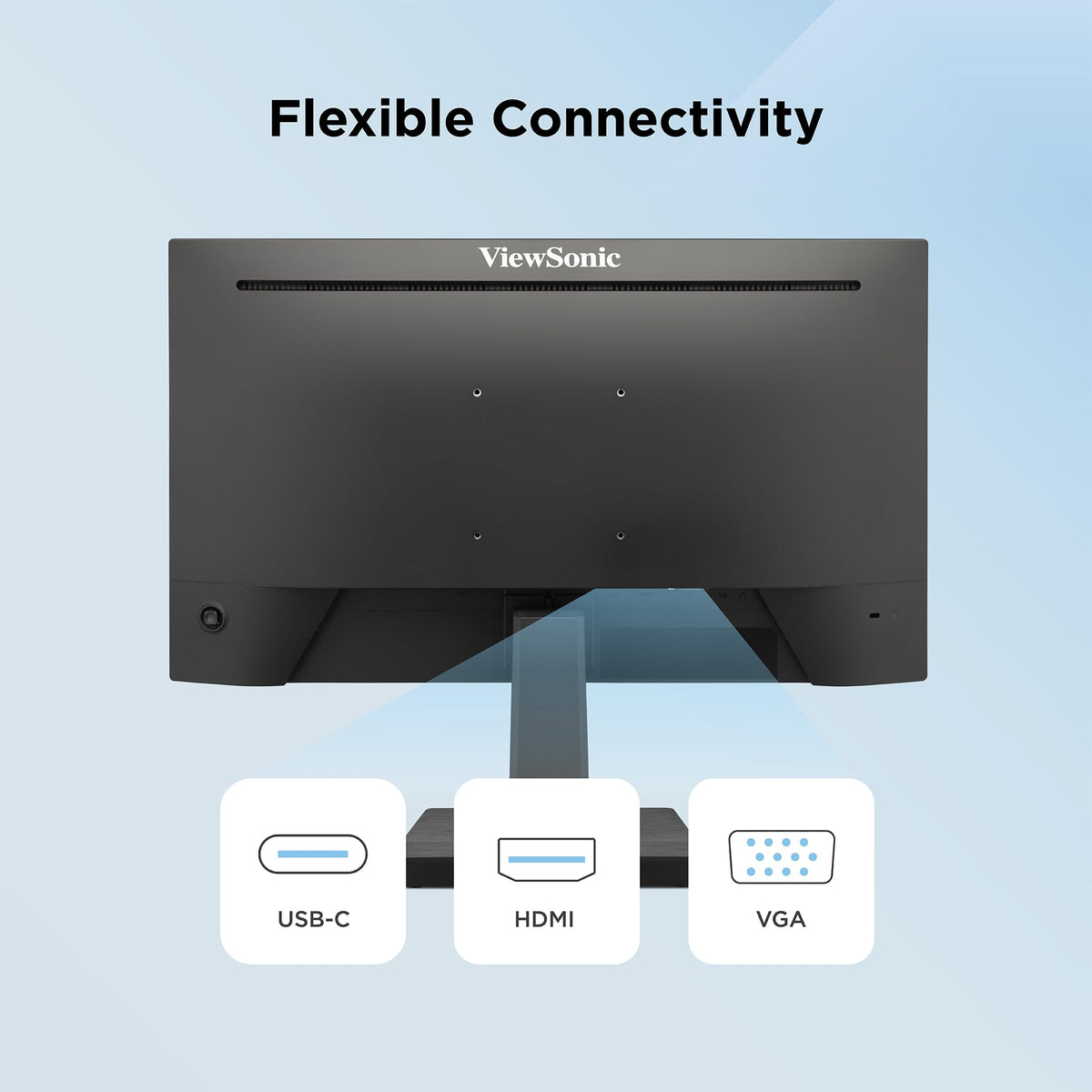ViewSonic on desk lifestyle scene showing tidy setup and productivity benefit