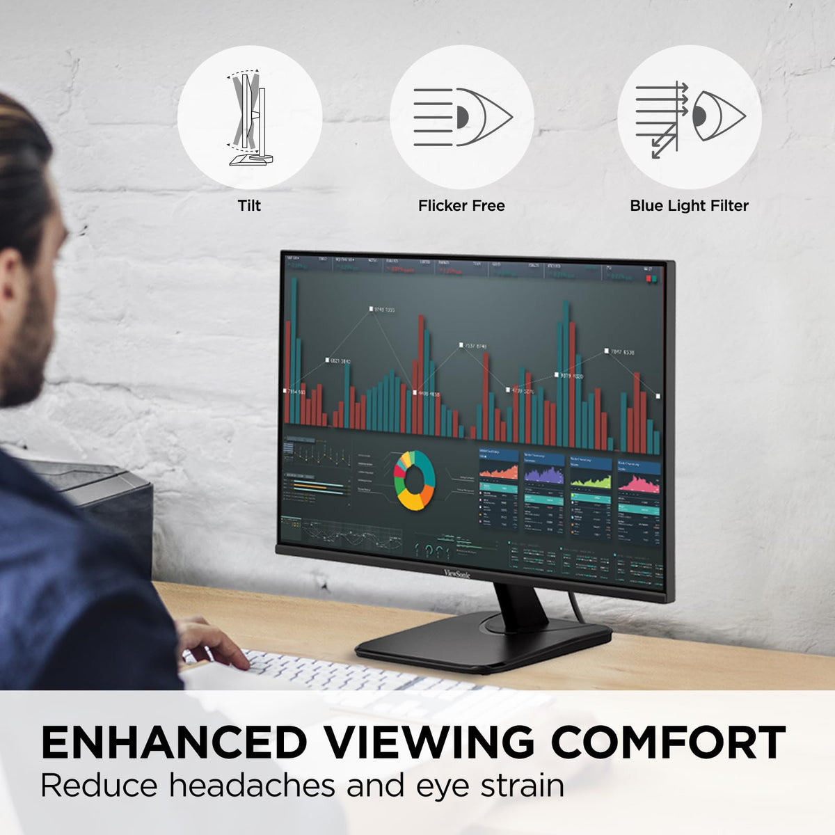 ViewSonic VA2456A-MHD eye care with Flicker-Free and Blue Light Filter