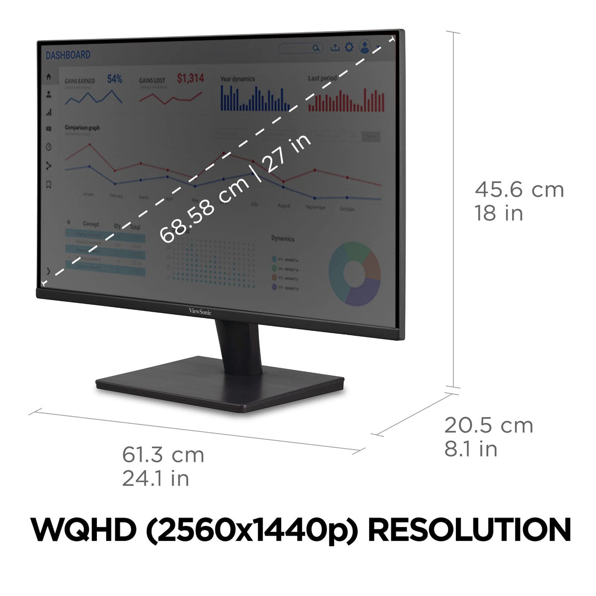 ViewSonic VA2715-2K-MHD desk setup with compact footprint