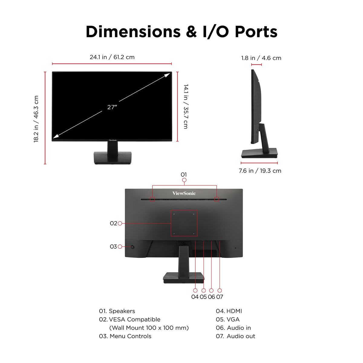 ViewSonic VA2748-MH blue light filter helps comfortable long sessions.