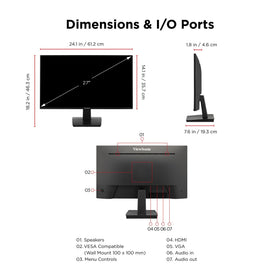 ViewSonic VA2748-MH blue light filter helps comfortable long sessions.