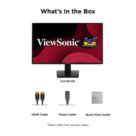 ViewSonic VA2748-MH ergonomic stand supports flexible placement.