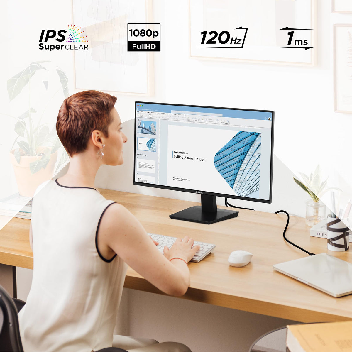 ViewSonic VA2748-MH frameless design for seamless multi-monitor setups.
