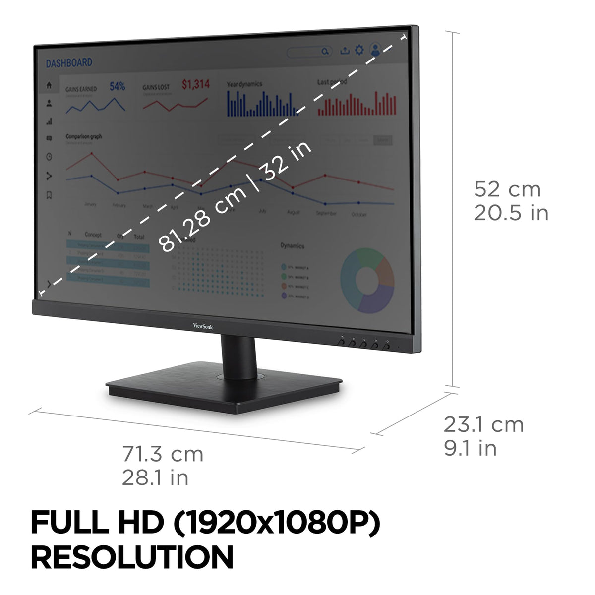 ViewSonic VA3209M flicker-free display and blue light filter reduce visual fatigue.