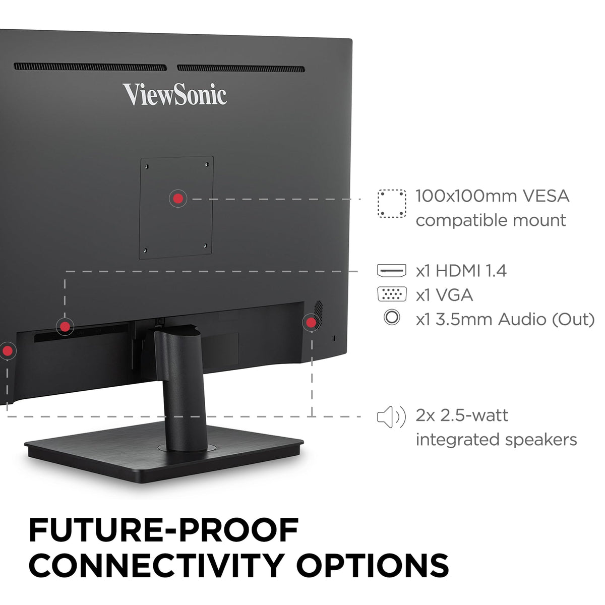 ViewSonic VA3209M HDMI and VGA connectivity for easy device pairing.