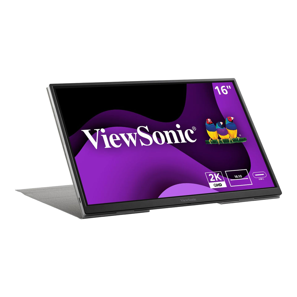 ViewSonic VG1656-2K portable monitor on desk expands screen real estate for productivity.