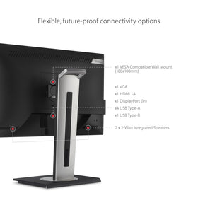 ViewSonic VG2448A offers HDMI, DisplayPort, USB, and VGA for flexible workstations.