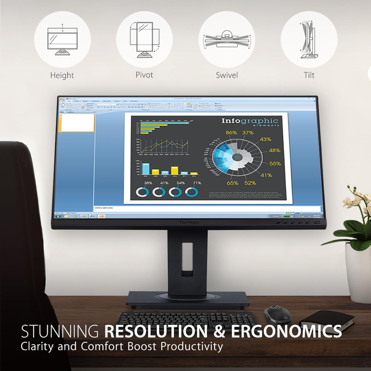 ViewSonic VG2448A IPS panel provides wide viewing angles for team collaboration.