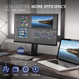 ViewSonic VG2455-2K USB-C 60W charging enables cable-free workspace