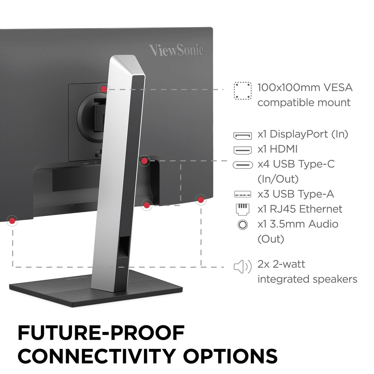 ViewSonic VG2458 100W USB-C delivers power while you work