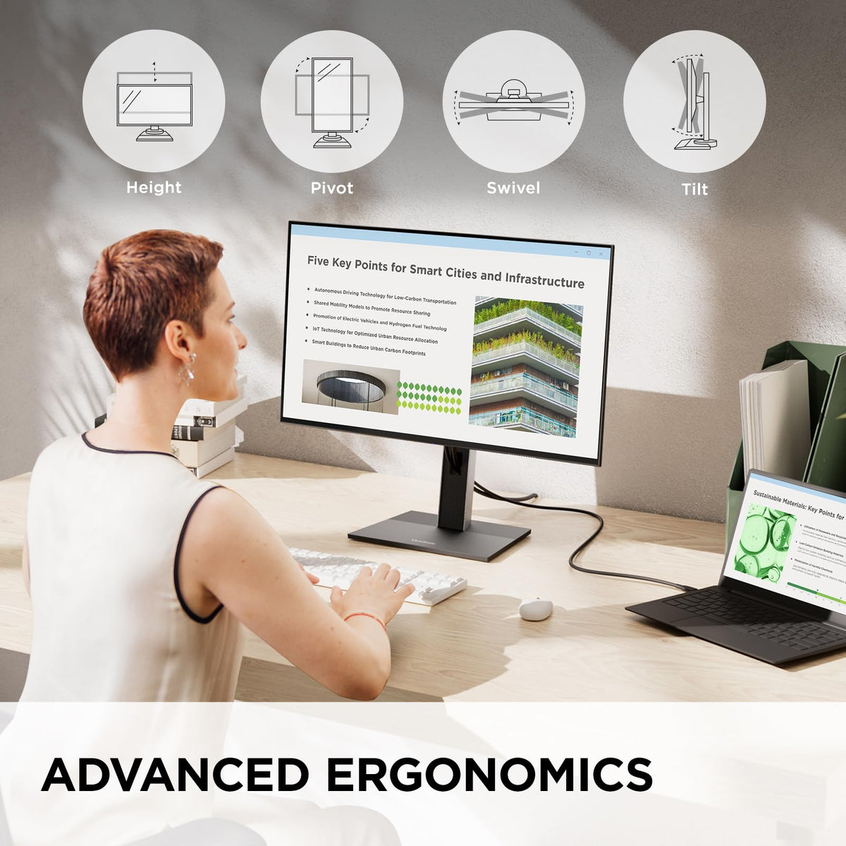 ViewSonic VG2458 quick-release stand for easy desk rearrangement