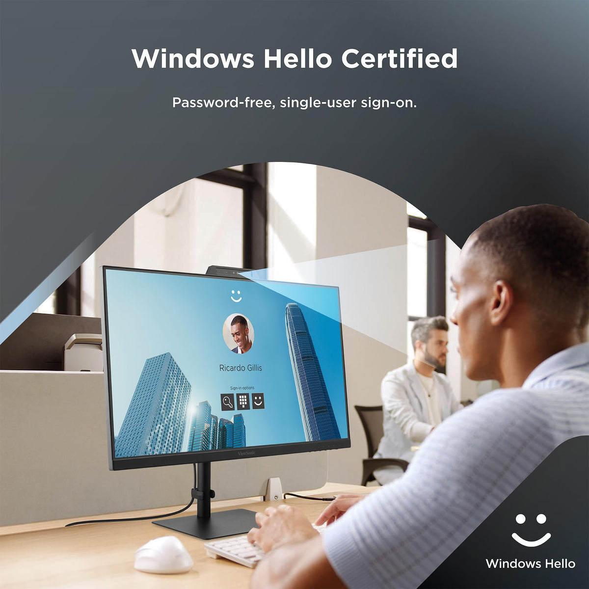 ViewSonic VG2741V ergonomic stand with height and tilt adjustability for all-day comfort.