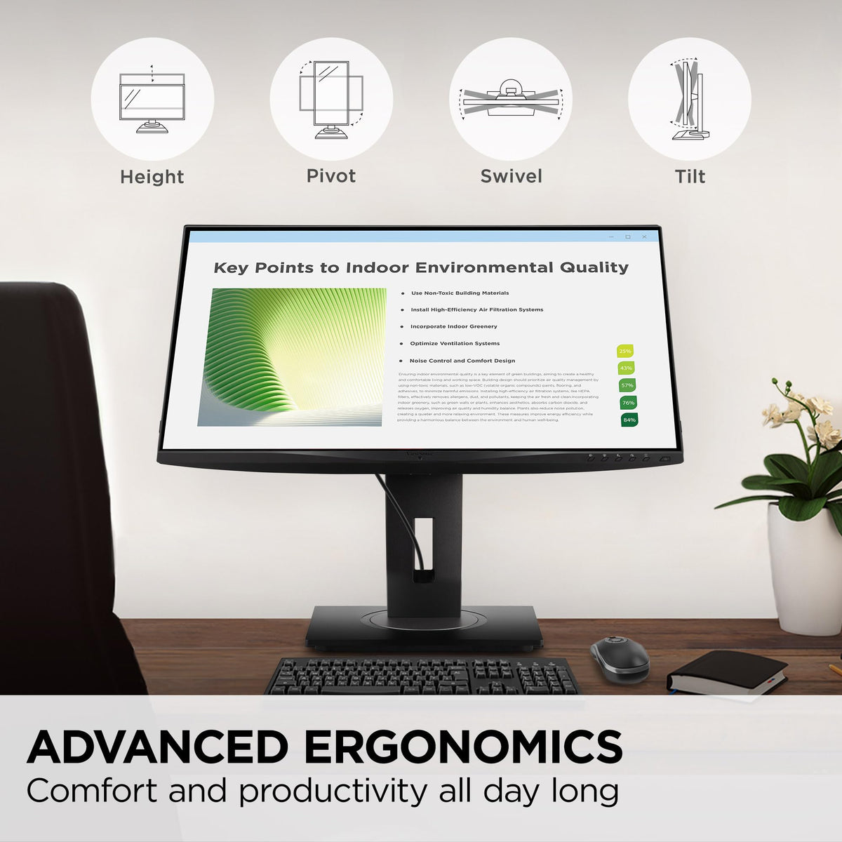ViewSonic VG2748A-2K quick-release stand simplifies setup and reconfiguration