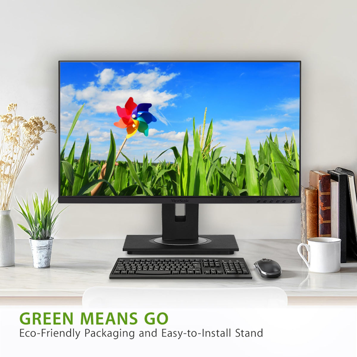 ViewSonic VG2748a ergonomic adjustments for all-day comfort and flexible viewing.