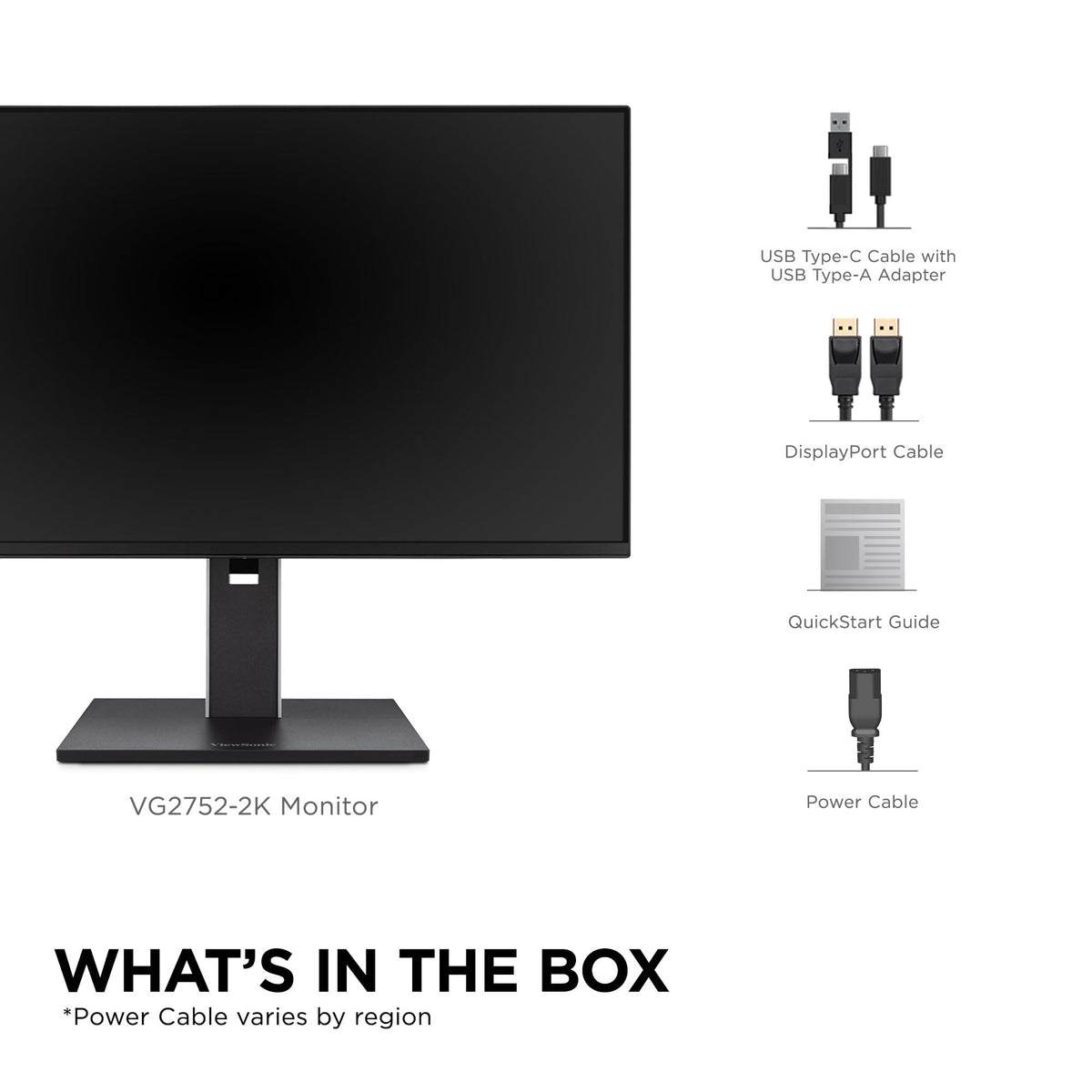 ViewSonic VG2752-2K ports and USB hub enable versatile connectivity