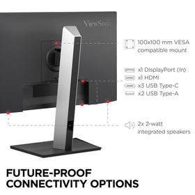 ViewSonic VG2752-2K quick-release stand with cable management for tidy desks.