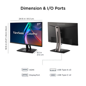 ViewSonic VP2756A back ports area highlighting connectivity options.