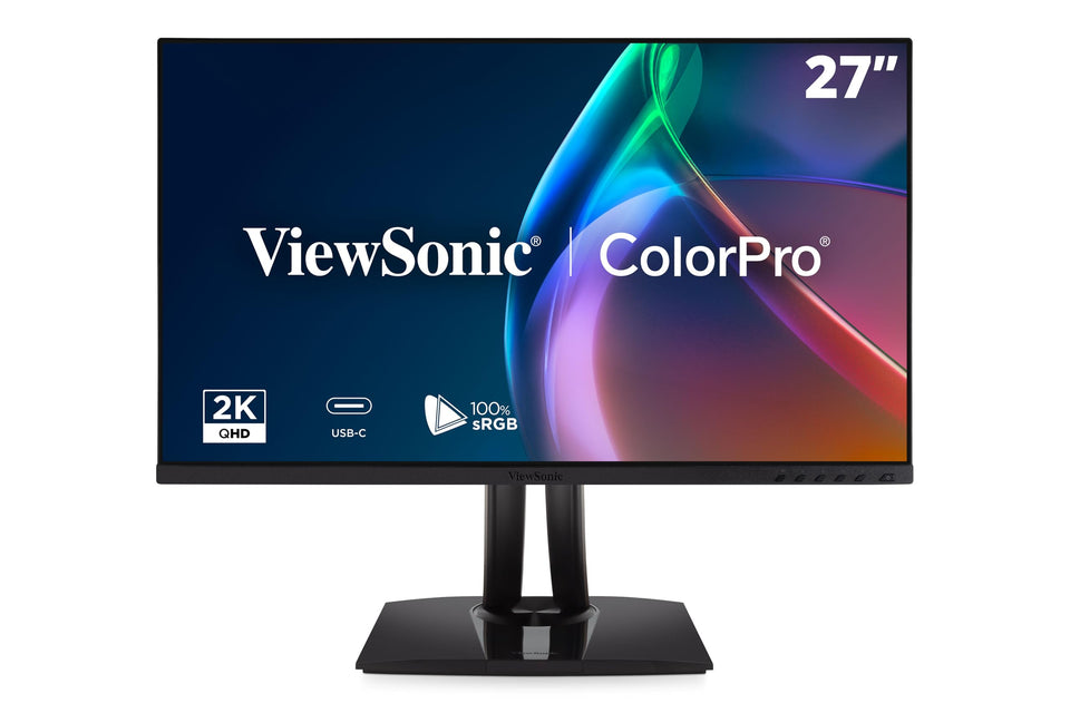 ViewSonic VP2756A front view showing slim bezels for immersive editing.