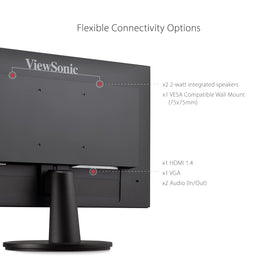 HDMI and VGA inputs provide flexible connections to PCs, laptops, and consoles.