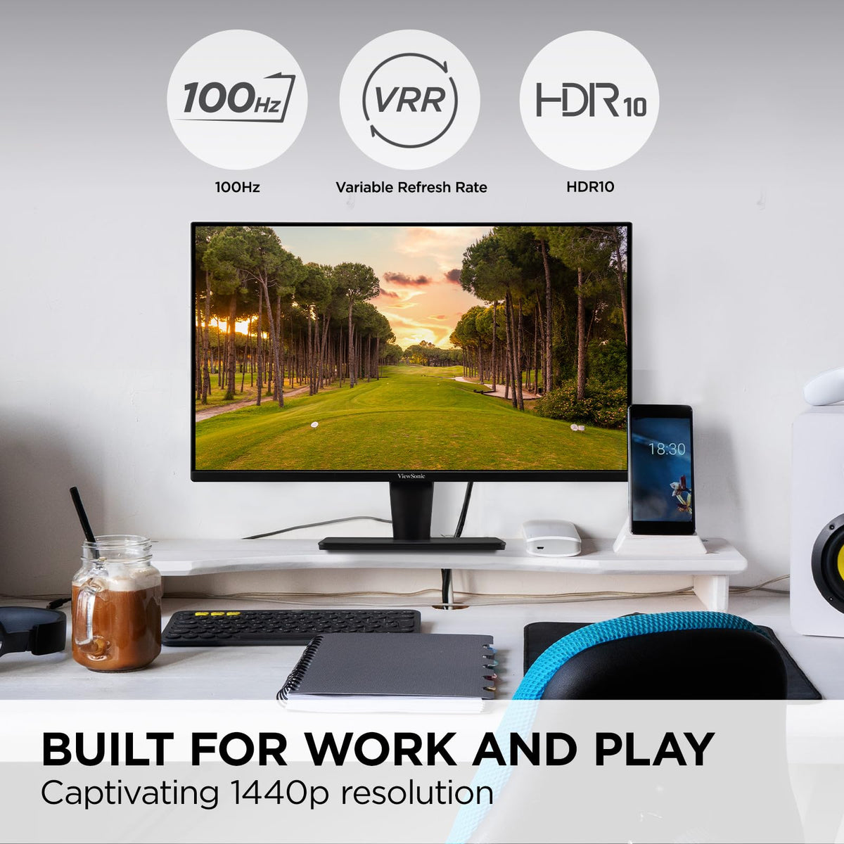 ViewSonic VS2725-2K eye comfort with Flicker-Free and Blue Light Filter