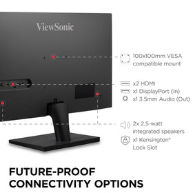 ViewSonic VS2725-2K HDMI and DisplayPort connectivity for easy device compatibility