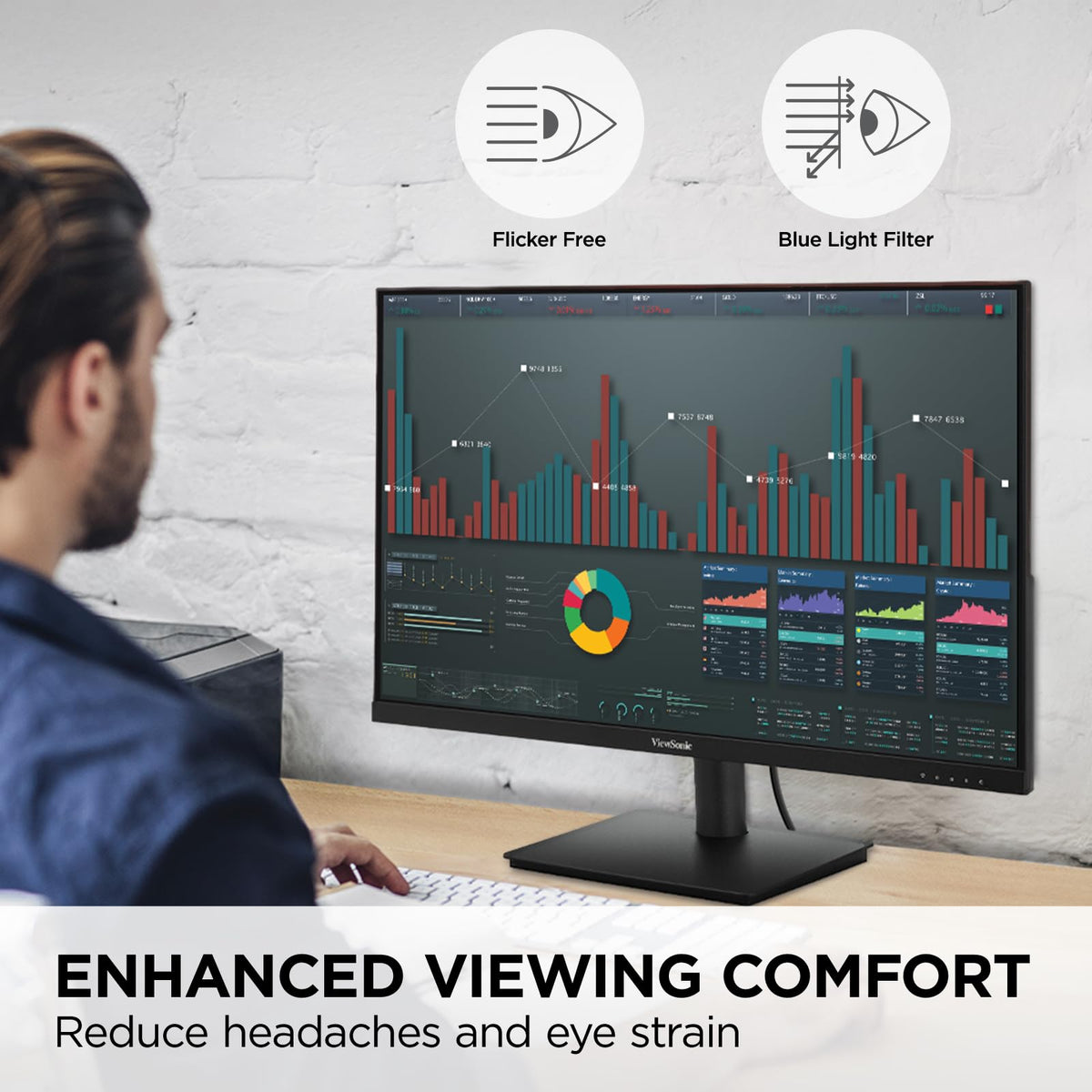 ViewSonic VS2747-H frameless bezel design maximizes multi-monitor setups