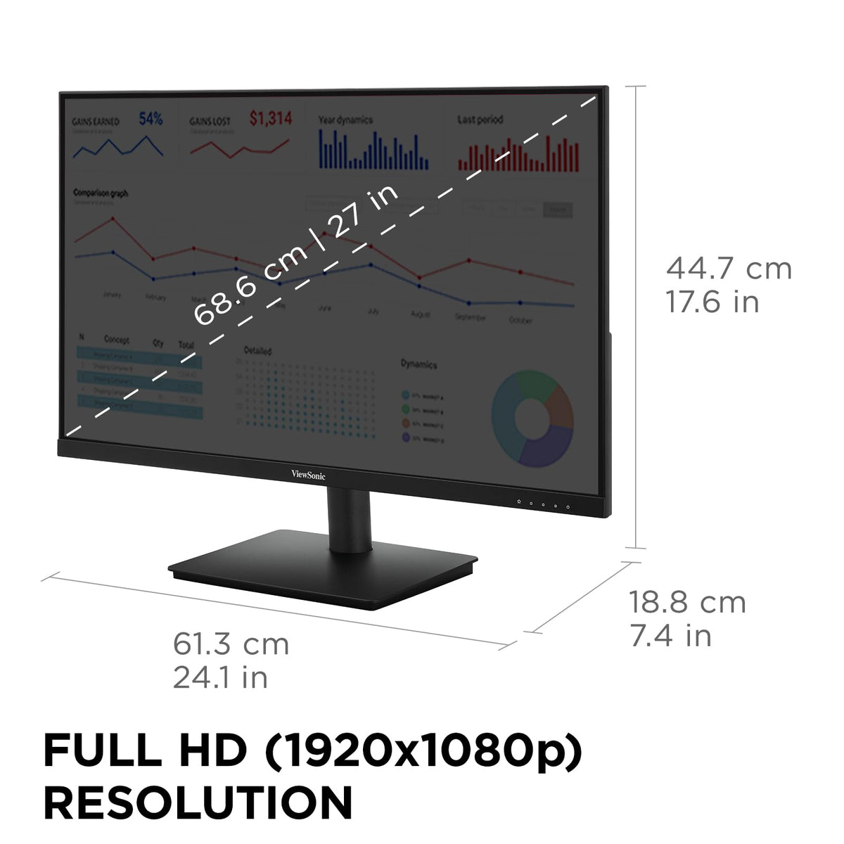 ViewSonic VS2747-H eye care features reduce fatigue during long work sessions
