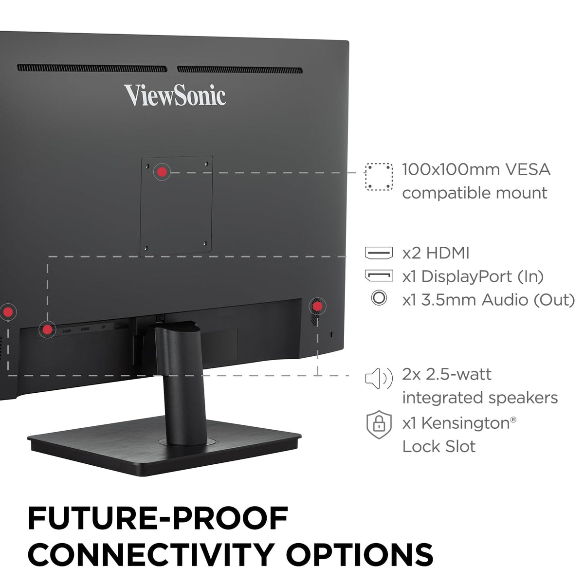 ViewSonic VS3225-2K HDMI and DisplayPort ports enable flexible connectivity.