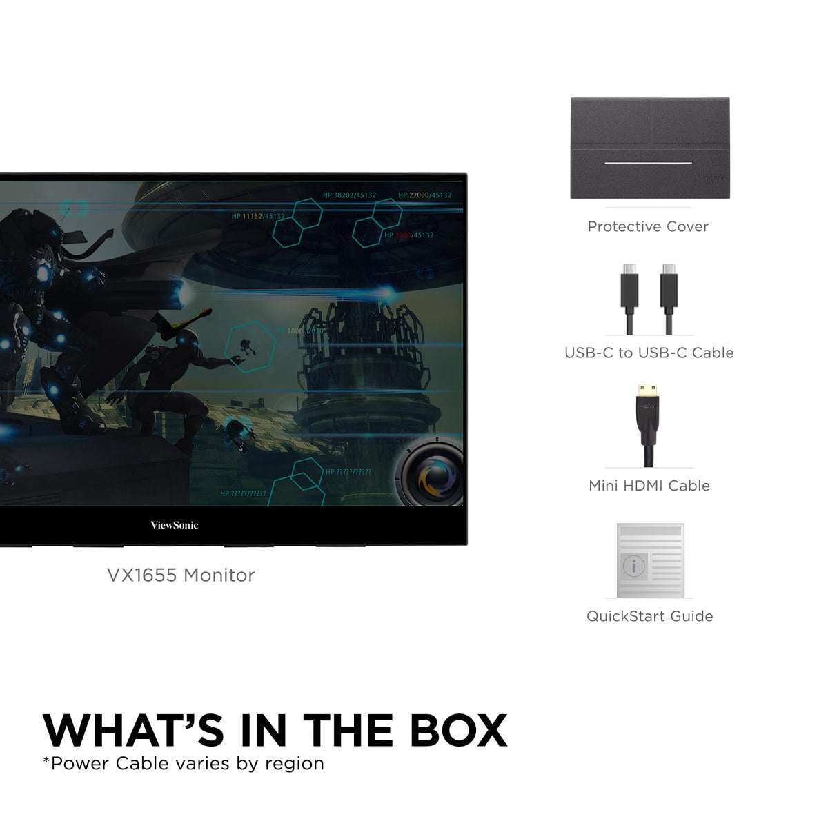 ViewSonic VX1655 uses USB-C charging and Mini HDMI for seamless display.