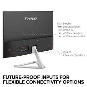 ViewSonic VX2276-SMHD connectivity ports enable flexible laptop or PC setup.