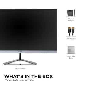 ViewSonic VX2276-SMHD sleek stand and edge-to-edge design enhances workspace.