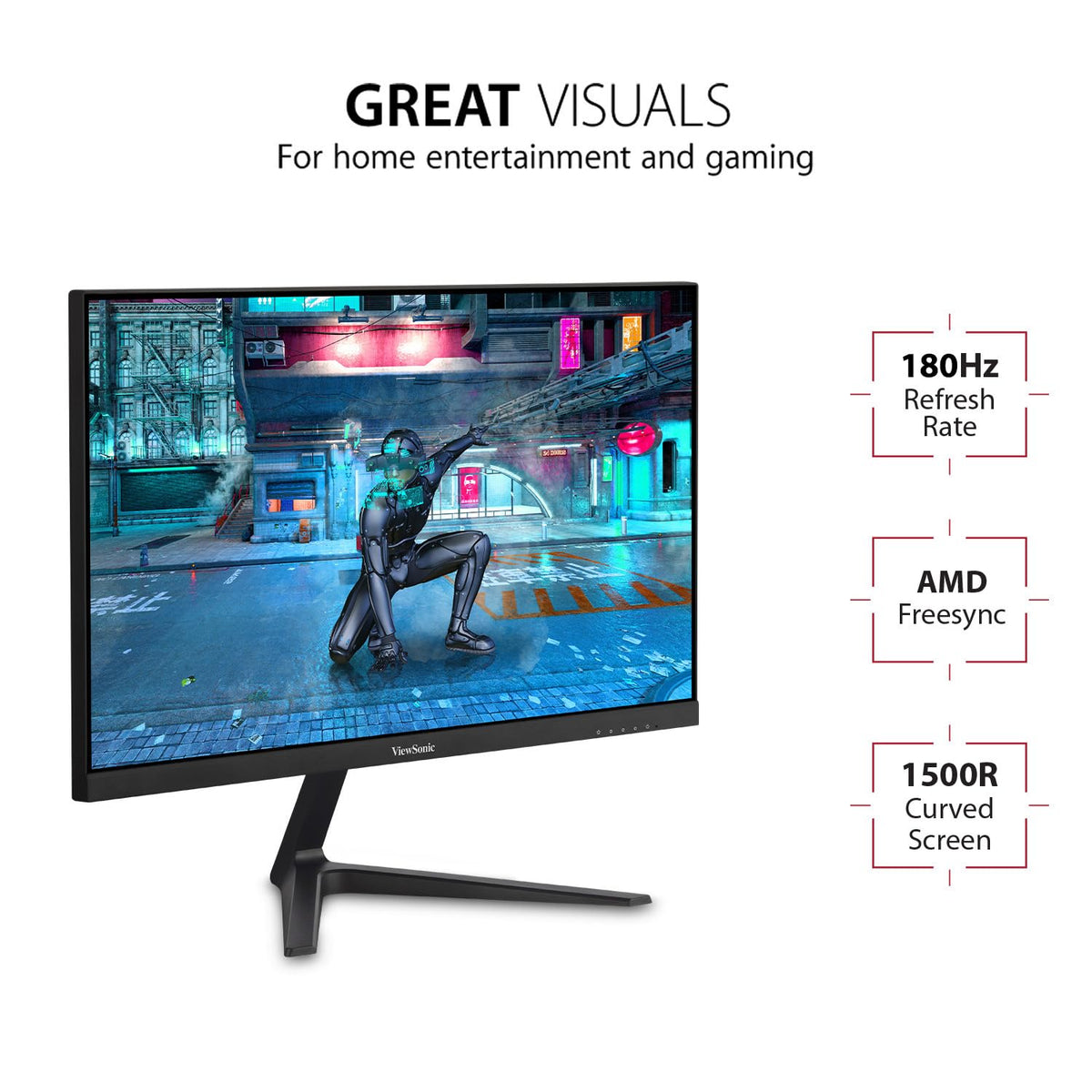 ViewSonic VX2418C 180Hz refresh enables ultra-smooth gameplay.