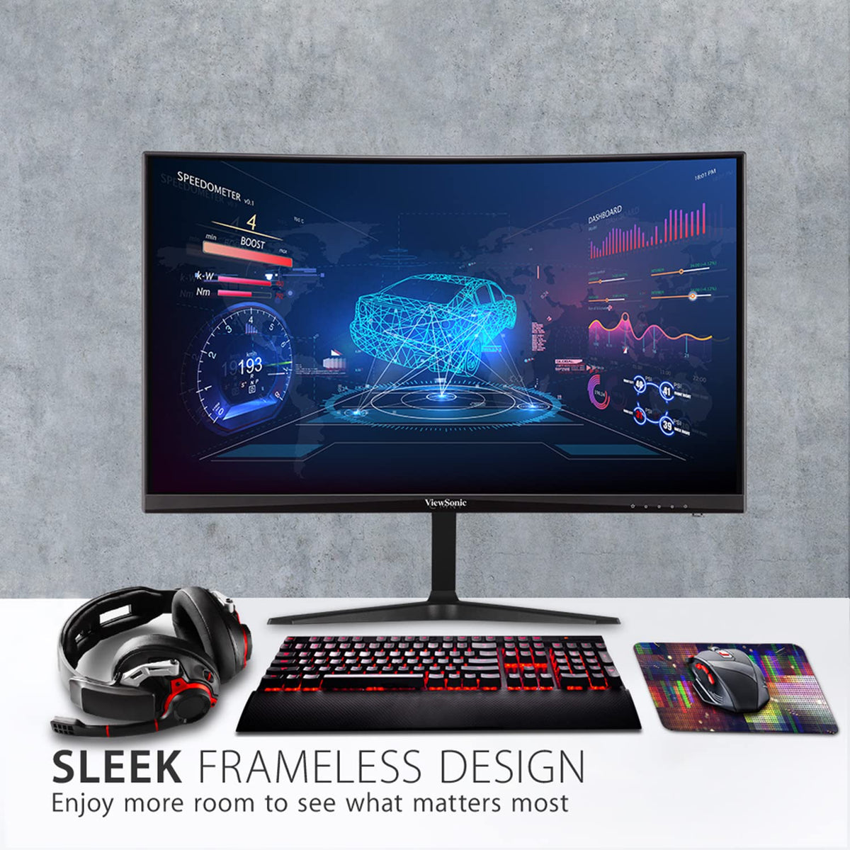 ViewSonic VX2418C 1ms MPRT reduces motion blur during fast action.